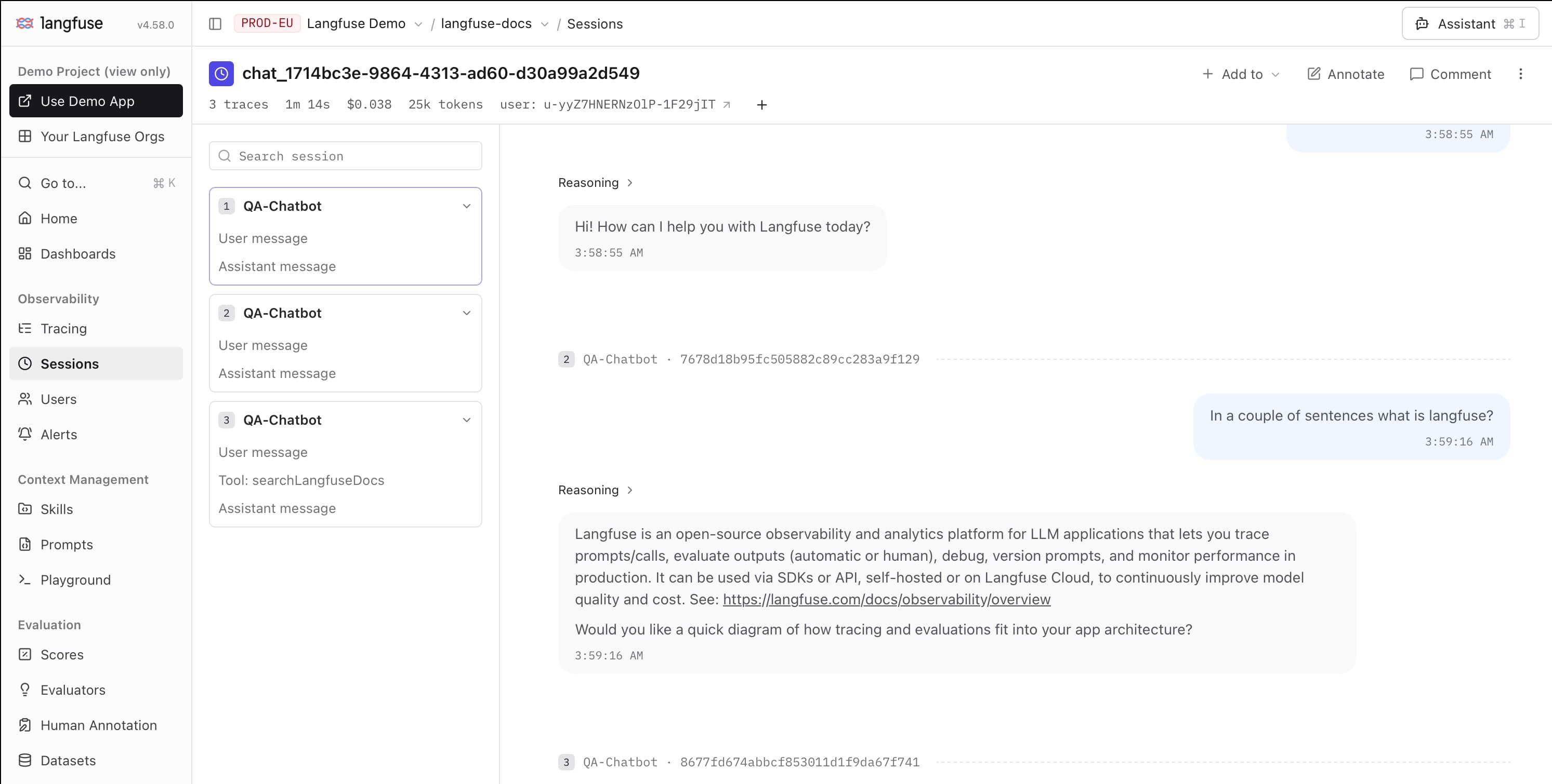Redesigned session view